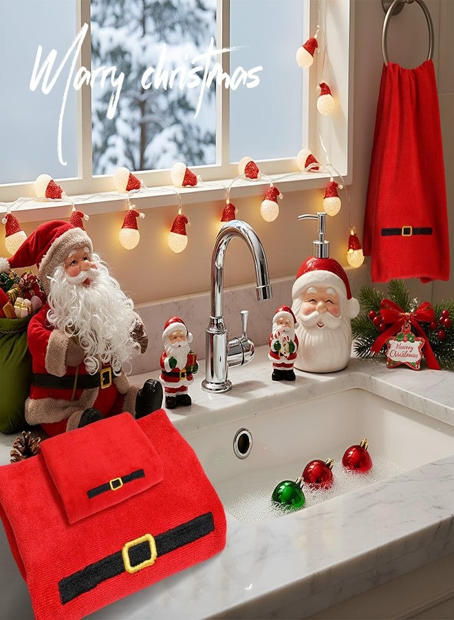 Gilprop 3 Pcs Christmas Bath Towels Set Red Xmas Santa Belt Embroidered Bath Towel Hand Towel and Washcloth for Bathroom Shower Kitchen Cleaning Holiday Christmas Decor Gifts, Soft Absorbent, 3 Sizes - Image 5